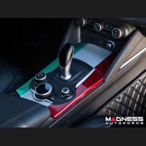 Alfa Romeo Stelvio Center Console Trim Set - Carbon Fiber - Two Piece Kit - Italian Theme - Pre '20 - Feroce Carbon 